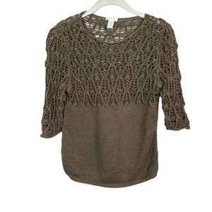 Chico’s Dannie Textured Pullover Sweater in Sherwood Olive Small